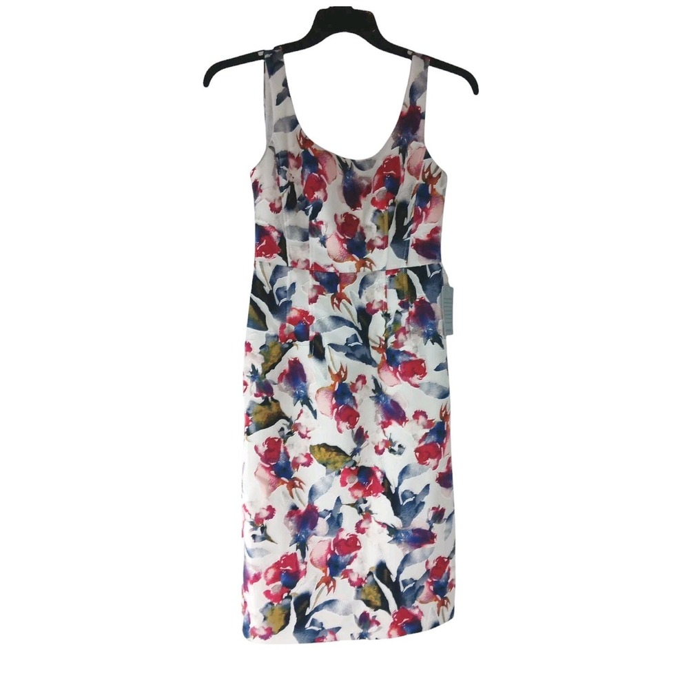 Maggy London Dress Women's Teal Rose Multicolor Sheath Zipper size 4